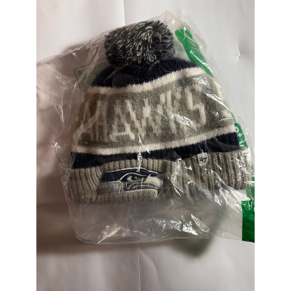 Seahawks beanie Pom vintage Super Bowl 47 12th man hat warm